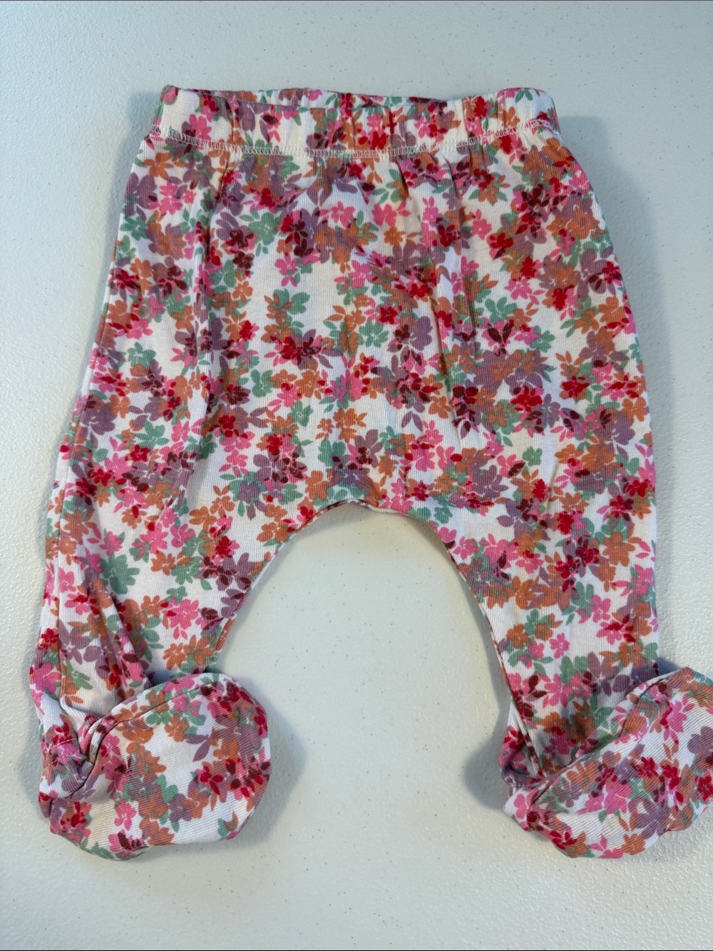 Old Navy Floral Footed Baby Pants - Pink, Green, Orange